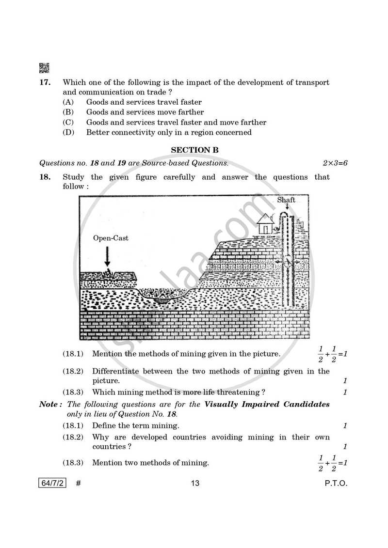 Geography 2024-2025 - CBSE 12th - Class 12 - CBSE (Central Board of Secondary Education) question paper with PDF download
