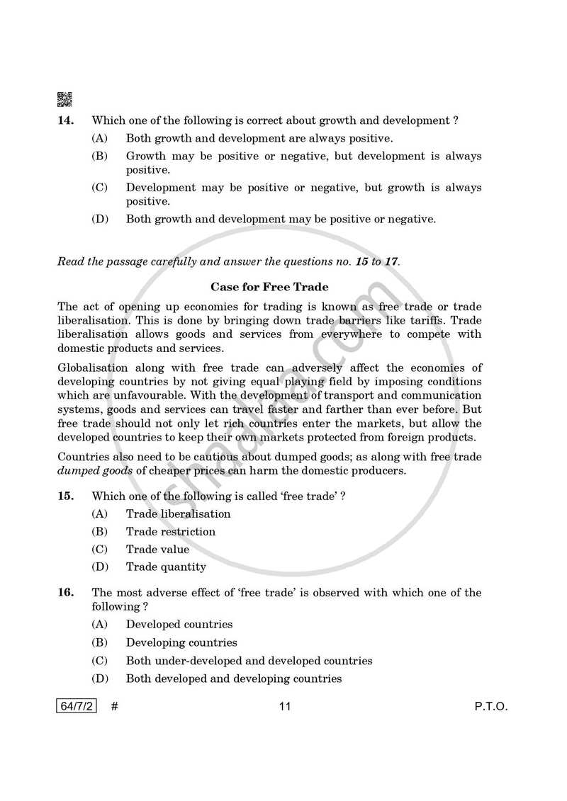 Geography 2024-2025 - CBSE 12th - Class 12 - CBSE (Central Board of Secondary Education) question paper with PDF download