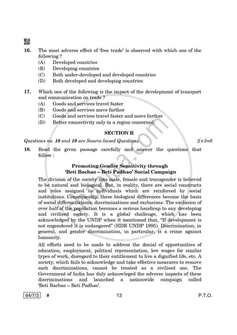 Geography 2024-2025 - CBSE 12th - Class 12 - CBSE (Central Board of Secondary Education) question paper with PDF download