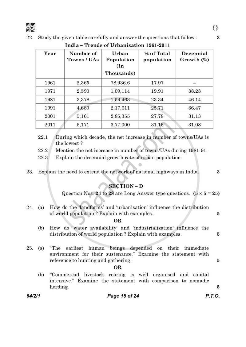 Geography 2025-2026 - CBSE 12th - Class 12 - CBSE (Central Board of Secondary Education) question paper with PDF download