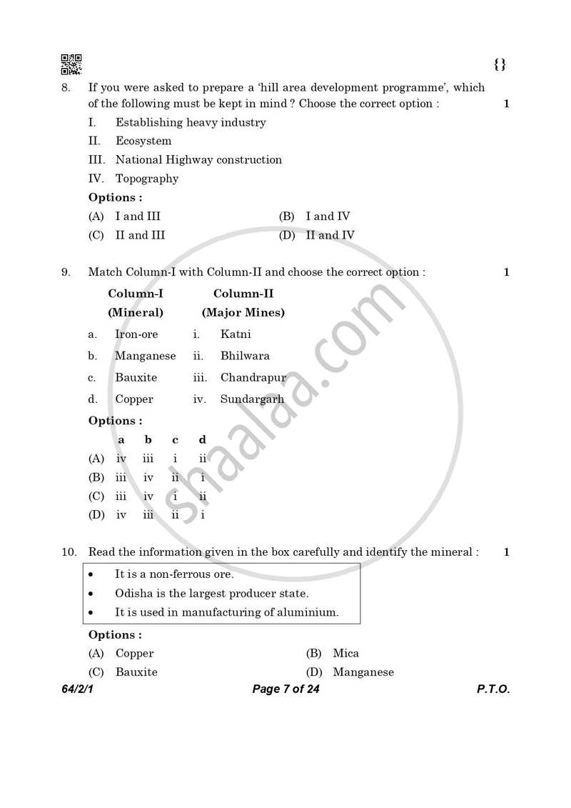 Geography 2025-2026 - CBSE 12th - Class 12 - CBSE (Central Board of Secondary Education) question paper with PDF download