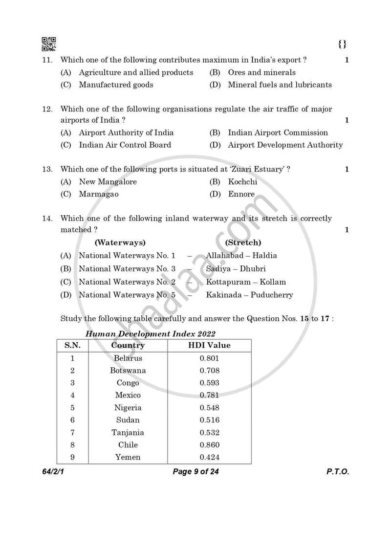 Geography 2025-2026 - CBSE 12th - Class 12 - CBSE (Central Board of Secondary Education) question paper with PDF download