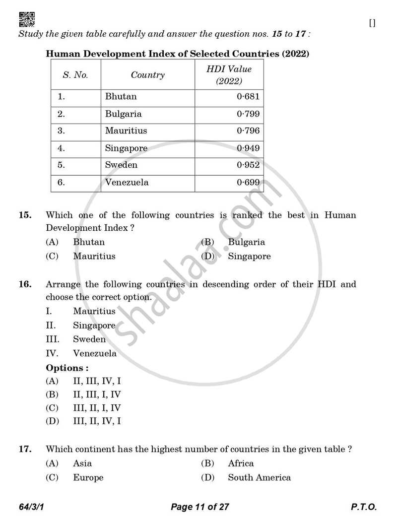 Geography 2025-2026 - CBSE 12th - Class 12 - CBSE (Central Board of Secondary Education) question paper with PDF download