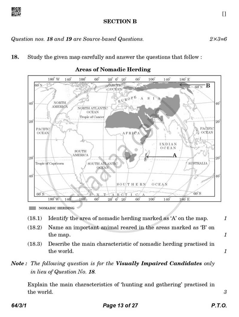 Geography 2025-2026 - CBSE 12th - Class 12 - CBSE (Central Board of Secondary Education) question paper with PDF download