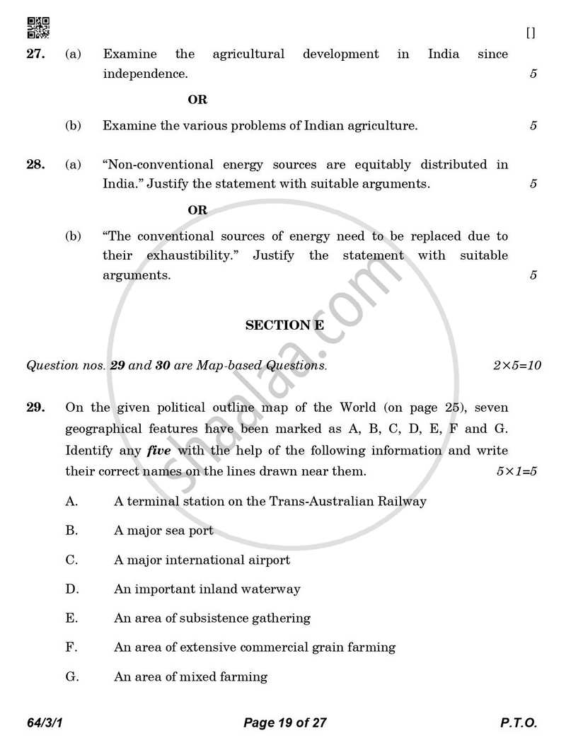 Geography 2025-2026 - CBSE 12th - Class 12 - CBSE (Central Board of Secondary Education) question paper with PDF download