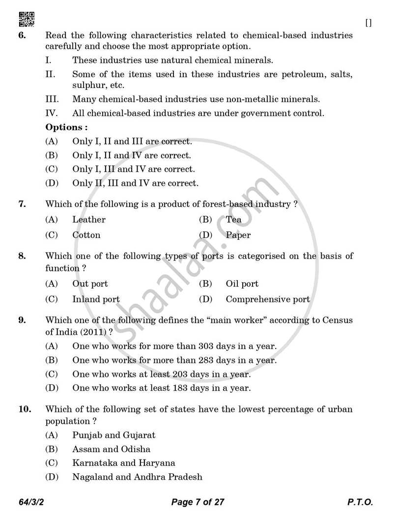 Geography 2025-2026 - CBSE 12th - Class 12 - CBSE (Central Board of Secondary Education) question paper with PDF download