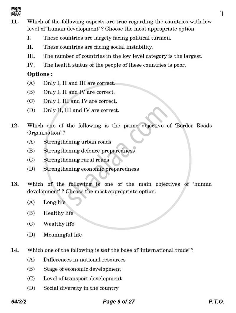 Geography 2025-2026 - CBSE 12th - Class 12 - CBSE (Central Board of Secondary Education) question paper with PDF download