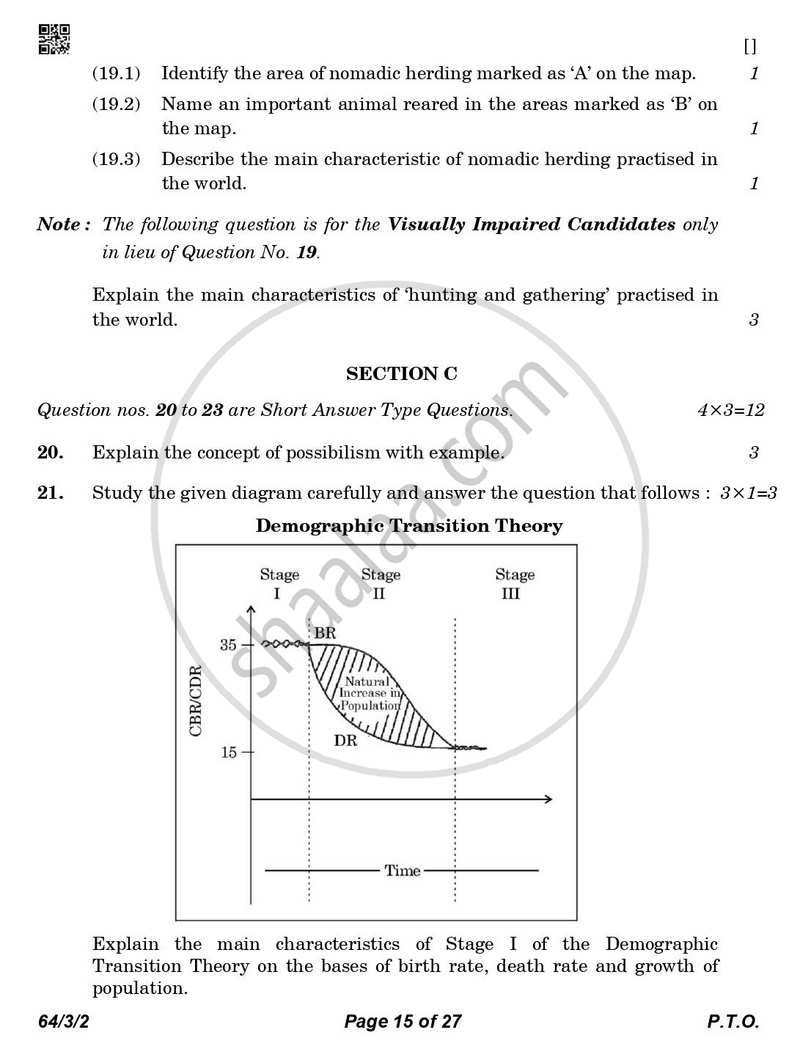 Geography 2025-2026 - CBSE 12th - Class 12 - CBSE (Central Board of Secondary Education) question paper with PDF download