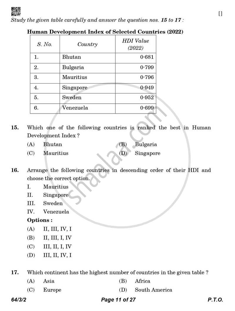 Geography 2025-2026 - CBSE 12th - Class 12 - CBSE (Central Board of Secondary Education) question paper with PDF download