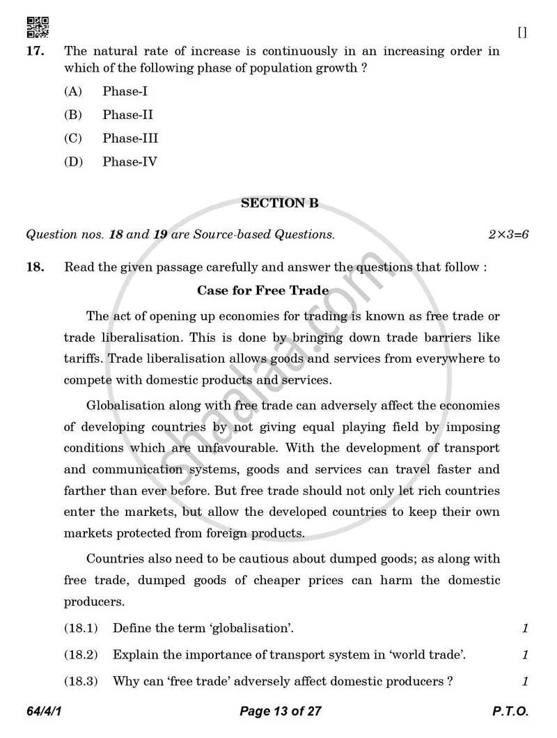 Geography 2025-2026 - CBSE 12th - Class 12 - CBSE (Central Board of Secondary Education) question paper with PDF download