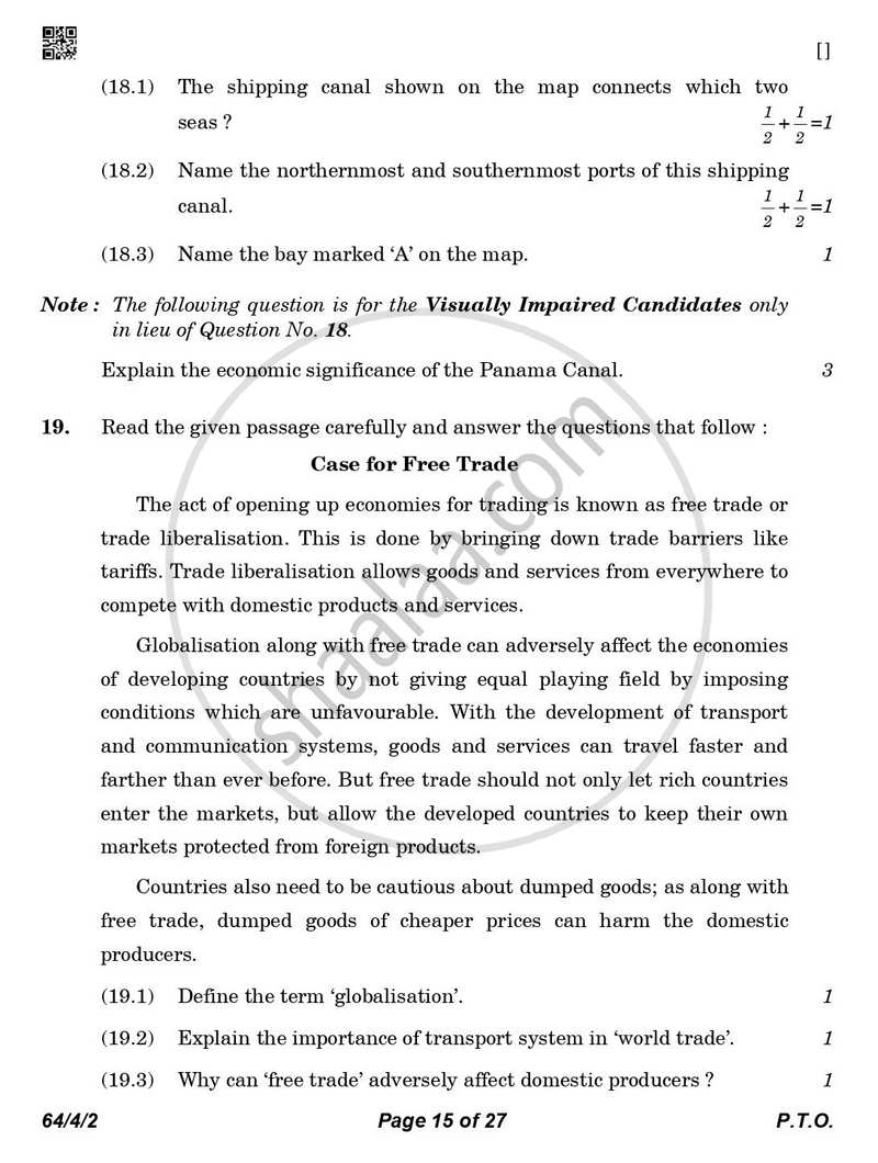 Geography 2025-2026 - CBSE 12th - Class 12 - CBSE (Central Board of Secondary Education) question paper with PDF download