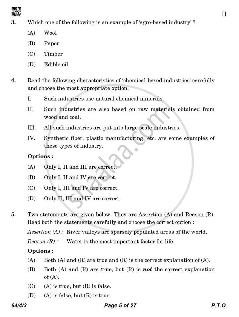 Geography 2025-2026 - CBSE 12th - Class 12 - CBSE (Central Board of Secondary Education) question paper with PDF download