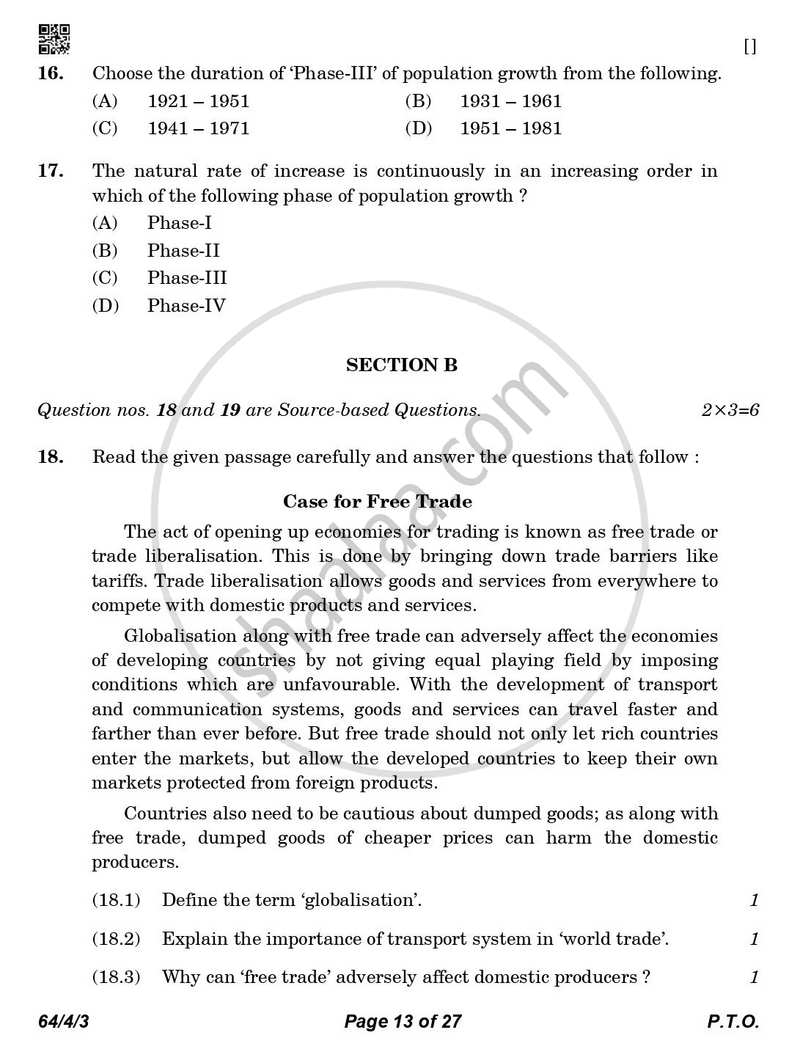 Geography 2025-2026 - CBSE 12th - Class 12 - CBSE (Central Board of Secondary Education) question paper with PDF download