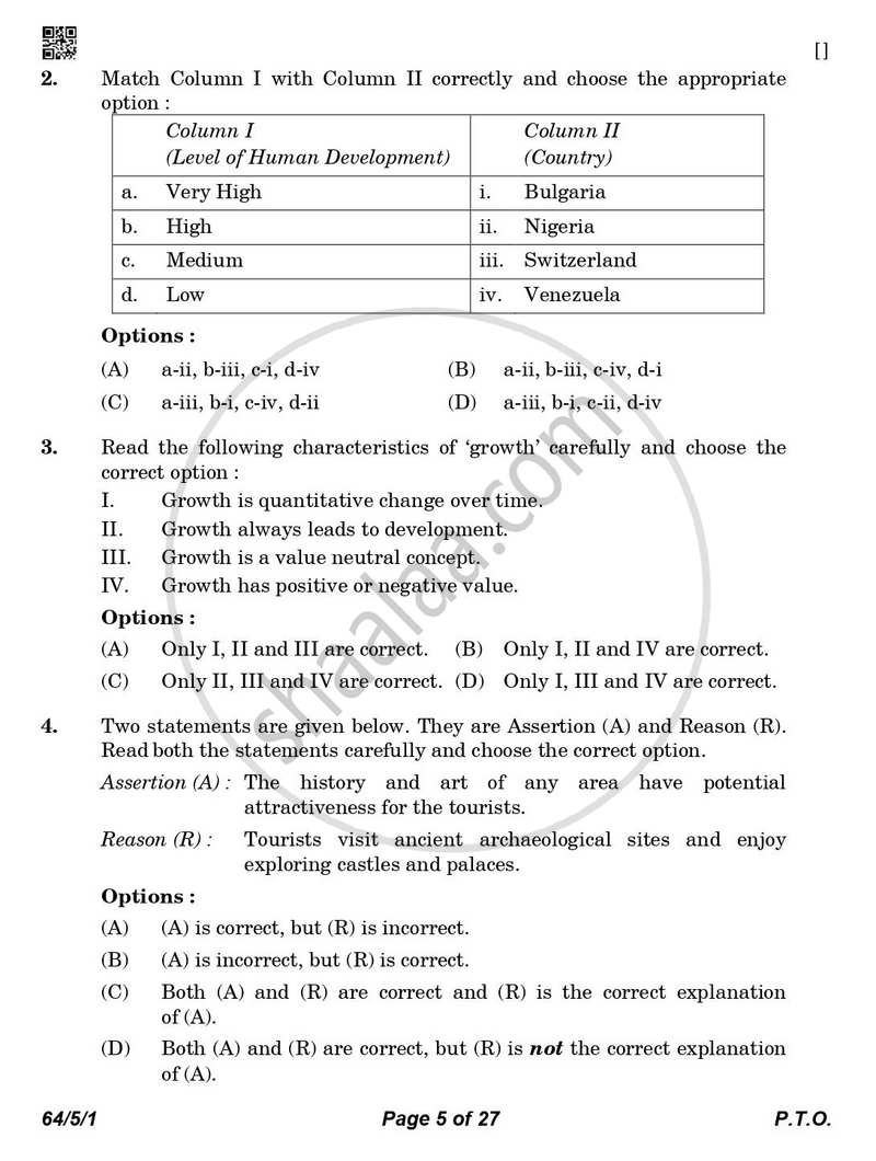 Geography 2025-2026 - CBSE 12th - Class 12 - CBSE (Central Board of Secondary Education) question paper with PDF download