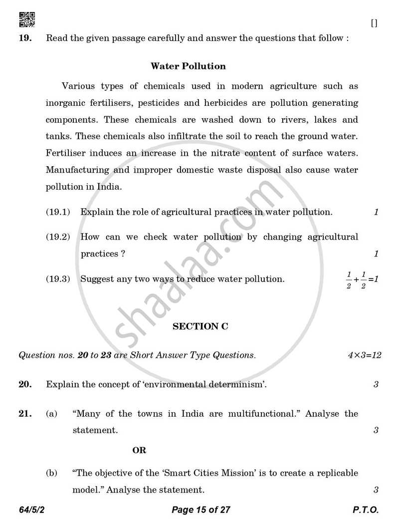 Geography 2025-2026 - CBSE 12th - Class 12 - CBSE (Central Board of Secondary Education) question paper with PDF download