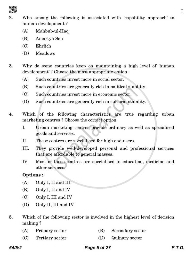 Geography 2025-2026 - CBSE 12th - Class 12 - CBSE (Central Board of Secondary Education) question paper with PDF download
