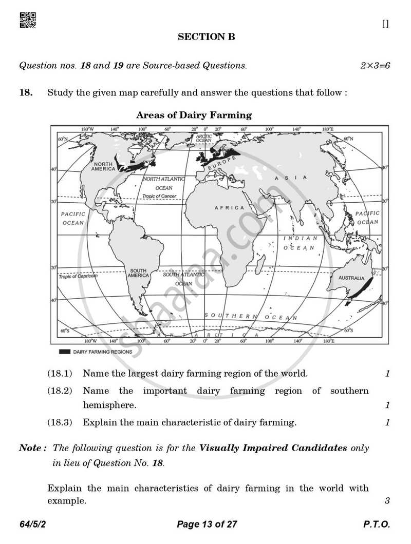Geography 2025-2026 - CBSE 12th - Class 12 - CBSE (Central Board of Secondary Education) question paper with PDF download