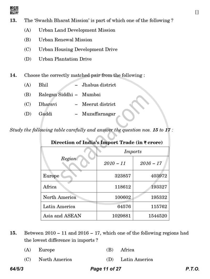 Geography 2025-2026 - CBSE 12th - Class 12 - CBSE (Central Board of Secondary Education) question paper with PDF download