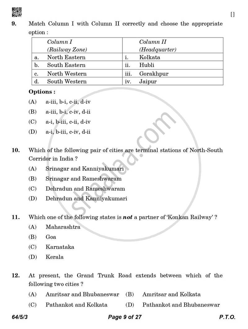 Geography 2025-2026 - CBSE 12th - Class 12 - CBSE (Central Board of Secondary Education) question paper with PDF download