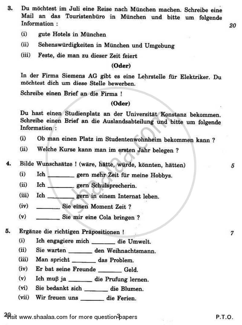 German 2010-2011 - CBSE 12th - Class 12 - CBSE (Central Board of Secondary Education) question paper with PDF download