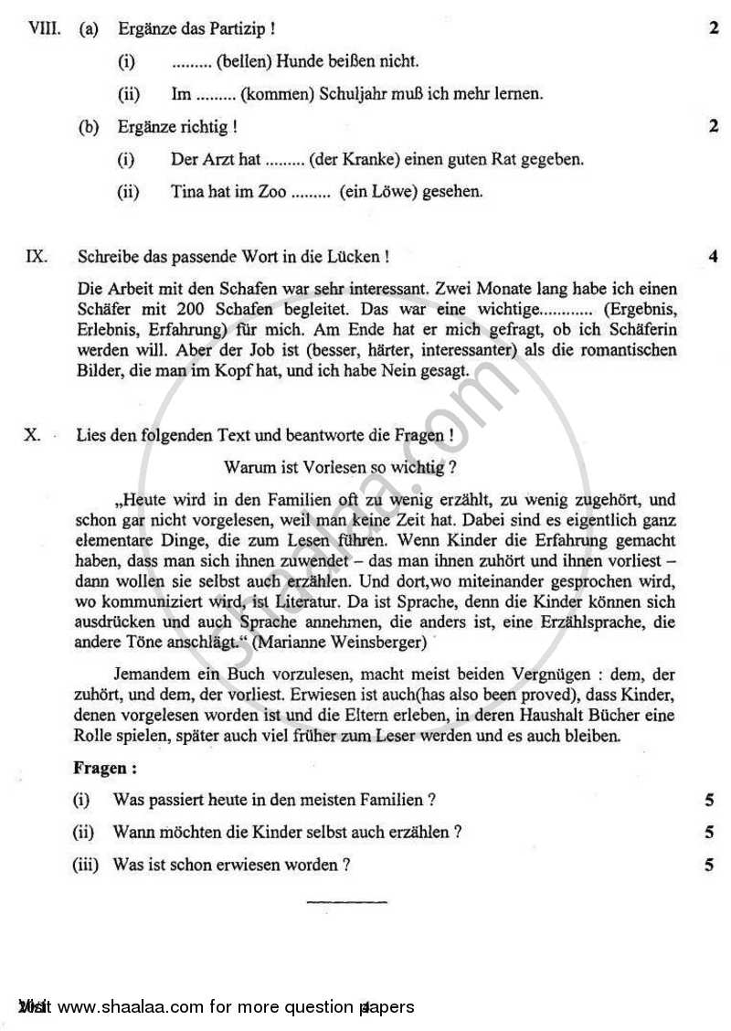 German 2010-2011 - CBSE 12th - Class 12 - CBSE (Central Board of Secondary Education) question paper with PDF download