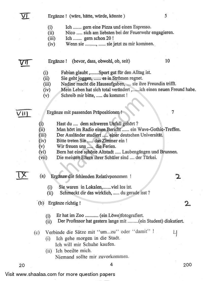 German 2011-2012 - CBSE 12th - Class 12 - CBSE (Central Board of Secondary Education) question paper with PDF download