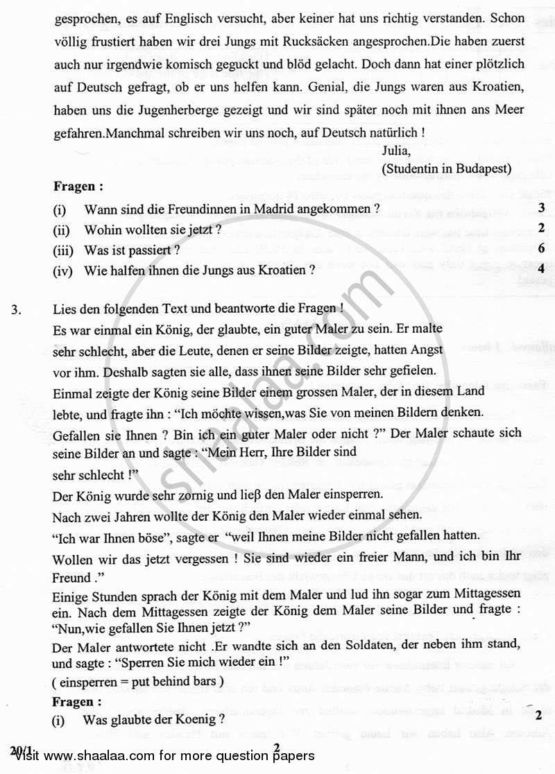 German 2012-2013 - CBSE 12th - Class 12 - CBSE (Central Board of Secondary Education) question paper with PDF download