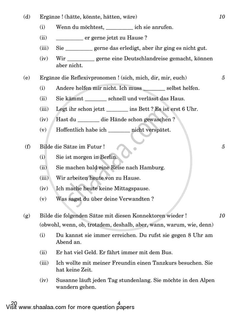 German 2016-2017 - CBSE 12th - Class 12 - CBSE (Central Board of Secondary Education) question paper with PDF download