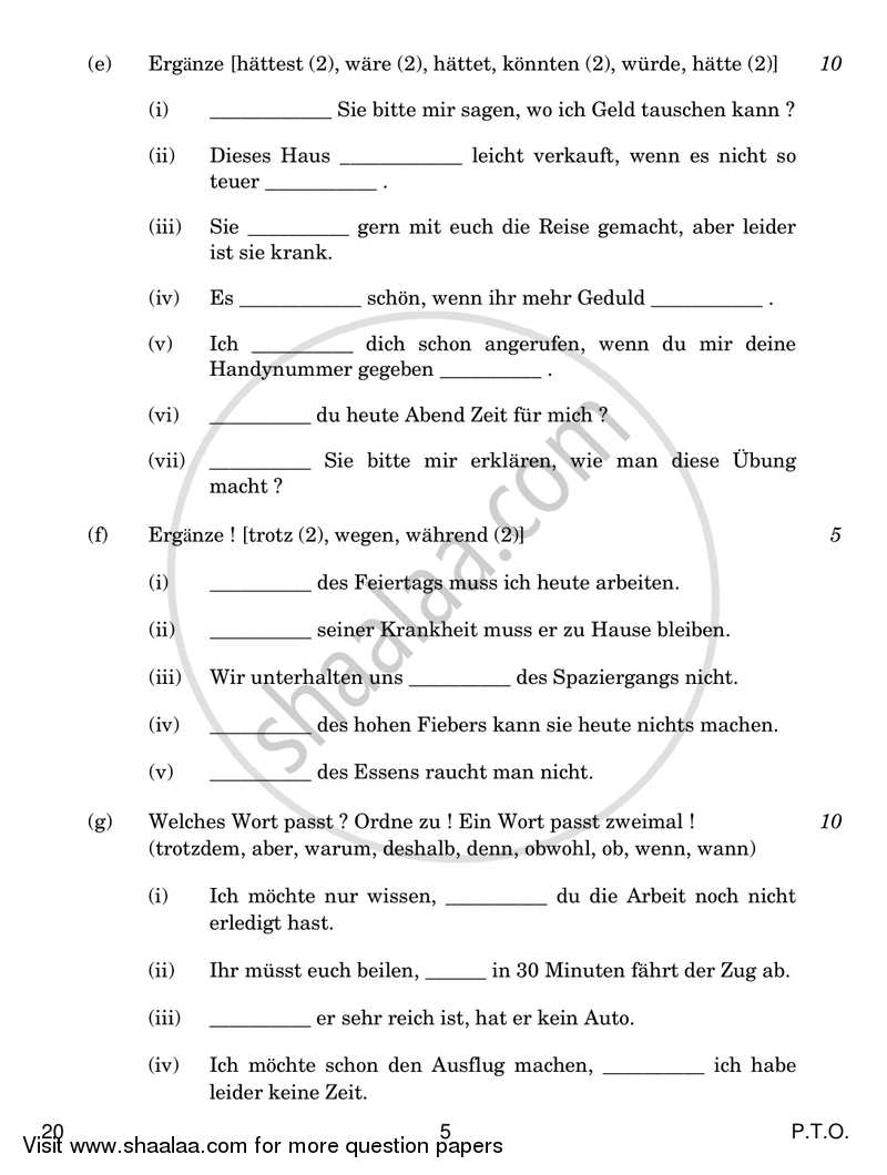 German 2018-2019 - CBSE 12th - Class 12 - CBSE (Central Board of Secondary Education) question paper with PDF download