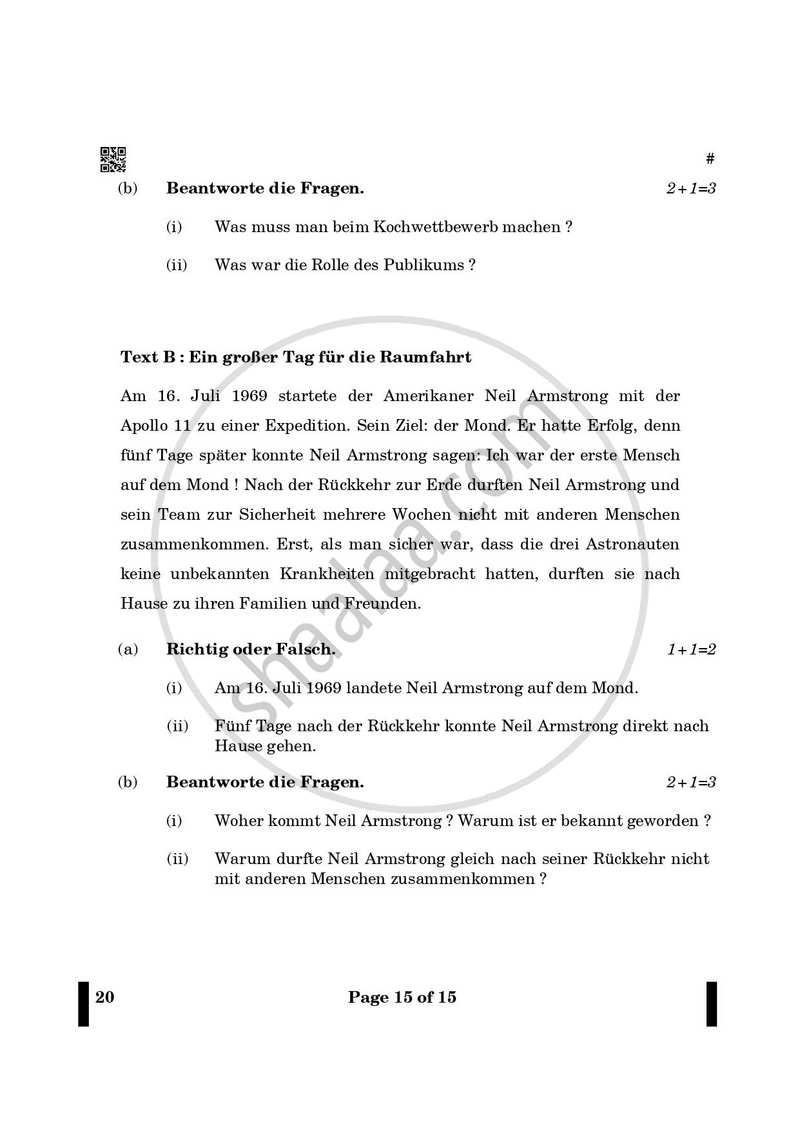 German 2024-2025 - CBSE 12th - Class 12 - CBSE (Central Board of Secondary Education) question paper with PDF download