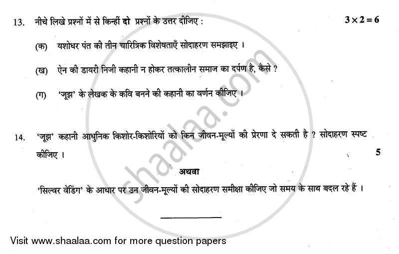 Hindi (Core) 2013-2014 - CBSE 12th - Class 12 - CBSE (Central Board of Secondary Education) question paper with PDF download