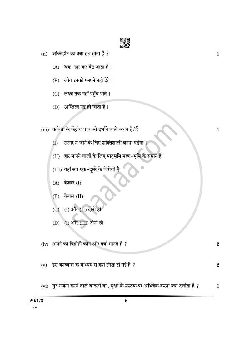 Hindi (Elective) 2024-2025 - CBSE 12th - Class 12 - CBSE (Central Board of Secondary Education) question paper with PDF download