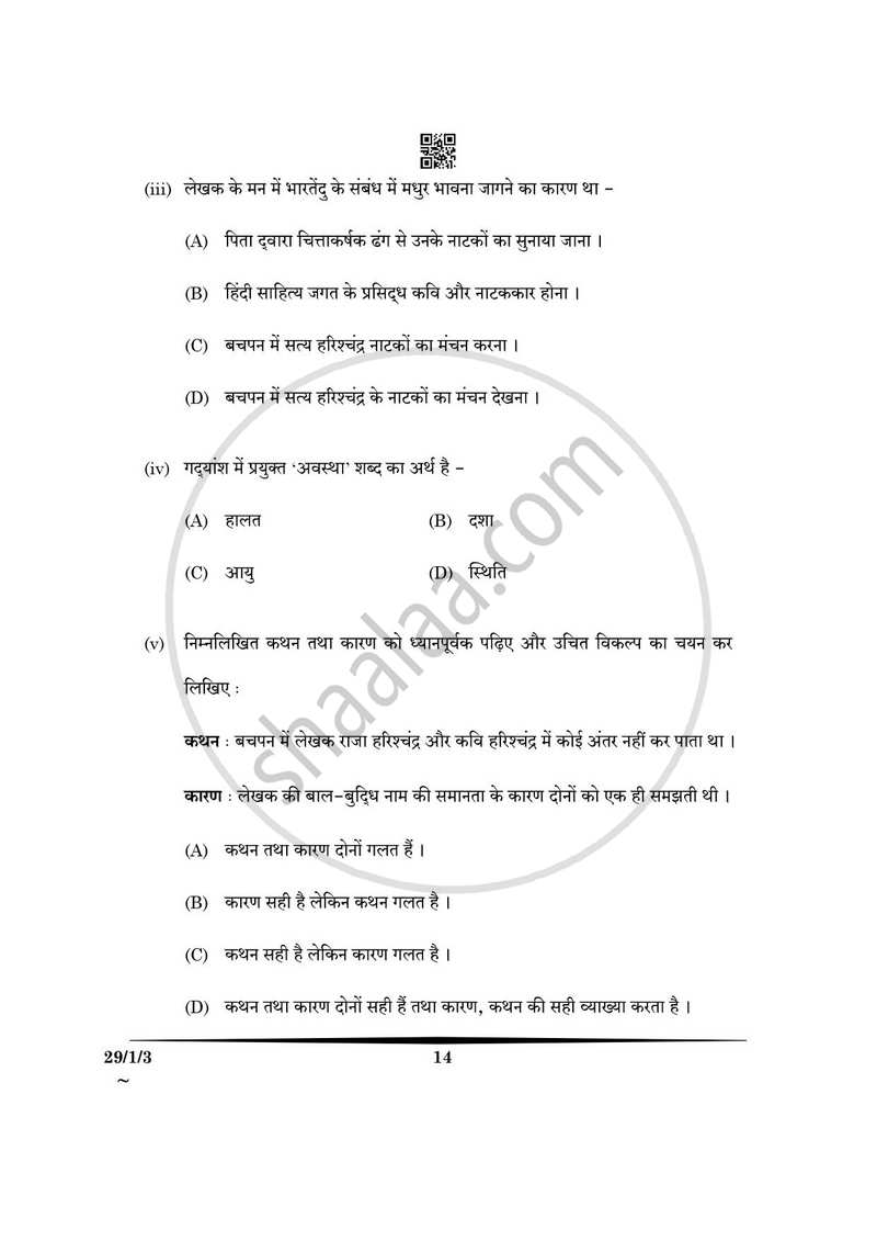 Hindi (Elective) 2024-2025 - CBSE 12th - Class 12 - CBSE (Central Board of Secondary Education) question paper with PDF download