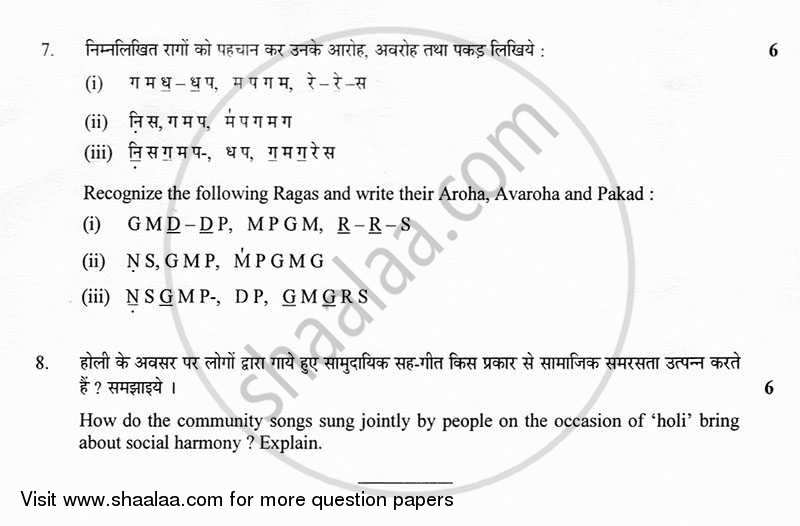 Hindustani Music (Melodic Instrument) 2012-2013 - CBSE 12th - Class 12 - CBSE (Central Board of Secondary Education) question paper with PDF download