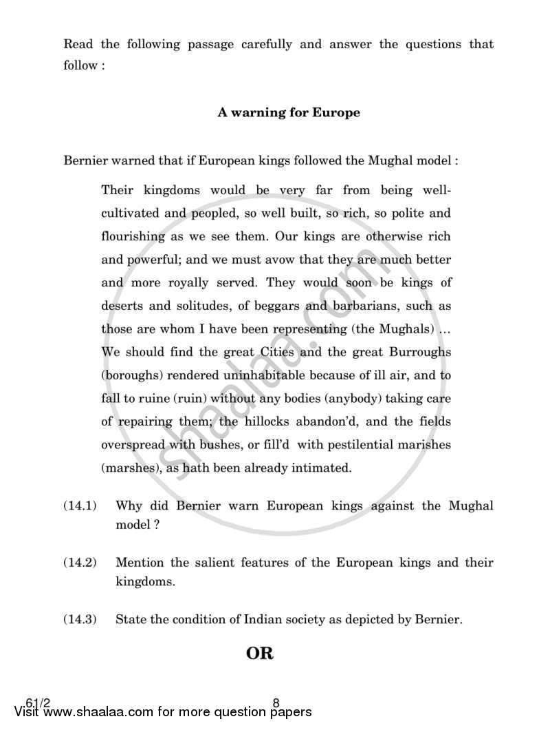 History 2013-2014 - CBSE 12th - Class 12 - CBSE (Central Board of Secondary Education) question paper with PDF download