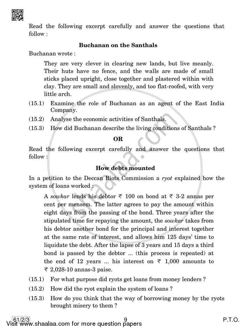 History 2018-2019 - CBSE 12th - Class 12 - CBSE (Central Board of Secondary Education) question paper with PDF download