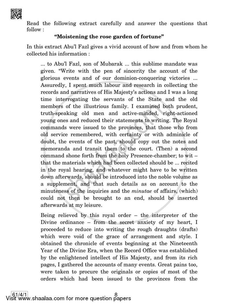 History 2018-2019 - CBSE 12th - Class 12 - CBSE (Central Board of Secondary Education) question paper with PDF download