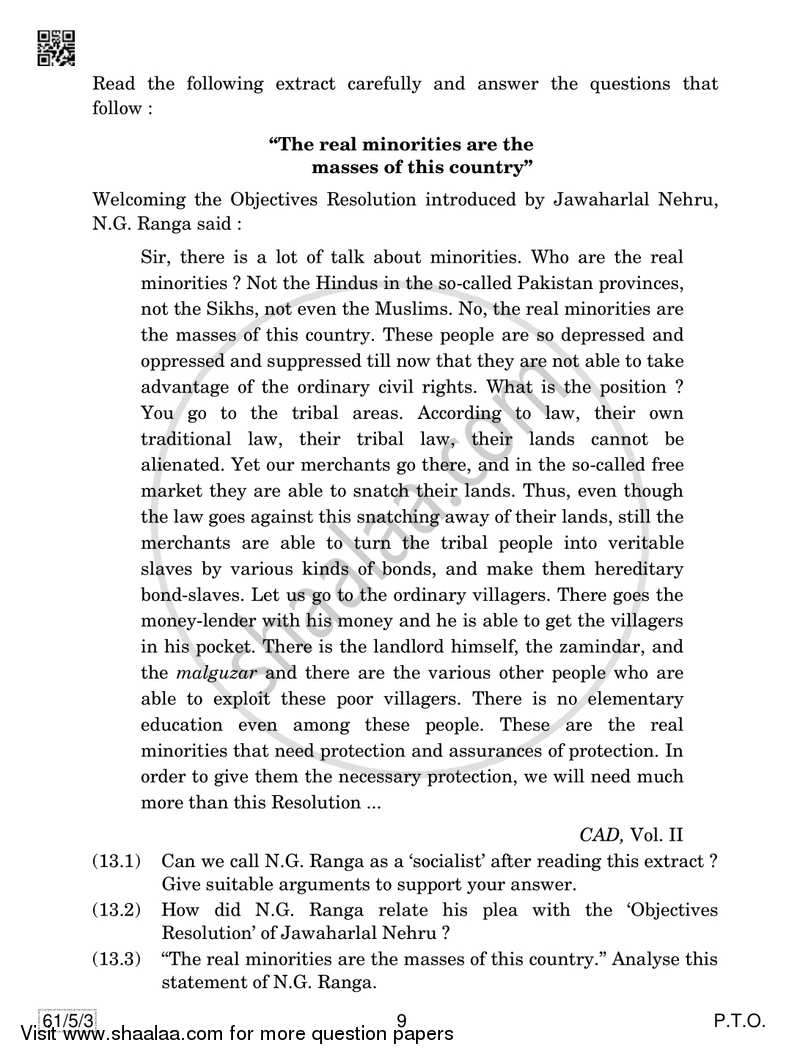 History 2018-2019 - CBSE 12th - Class 12 - CBSE (Central Board of Secondary Education) question paper with PDF download