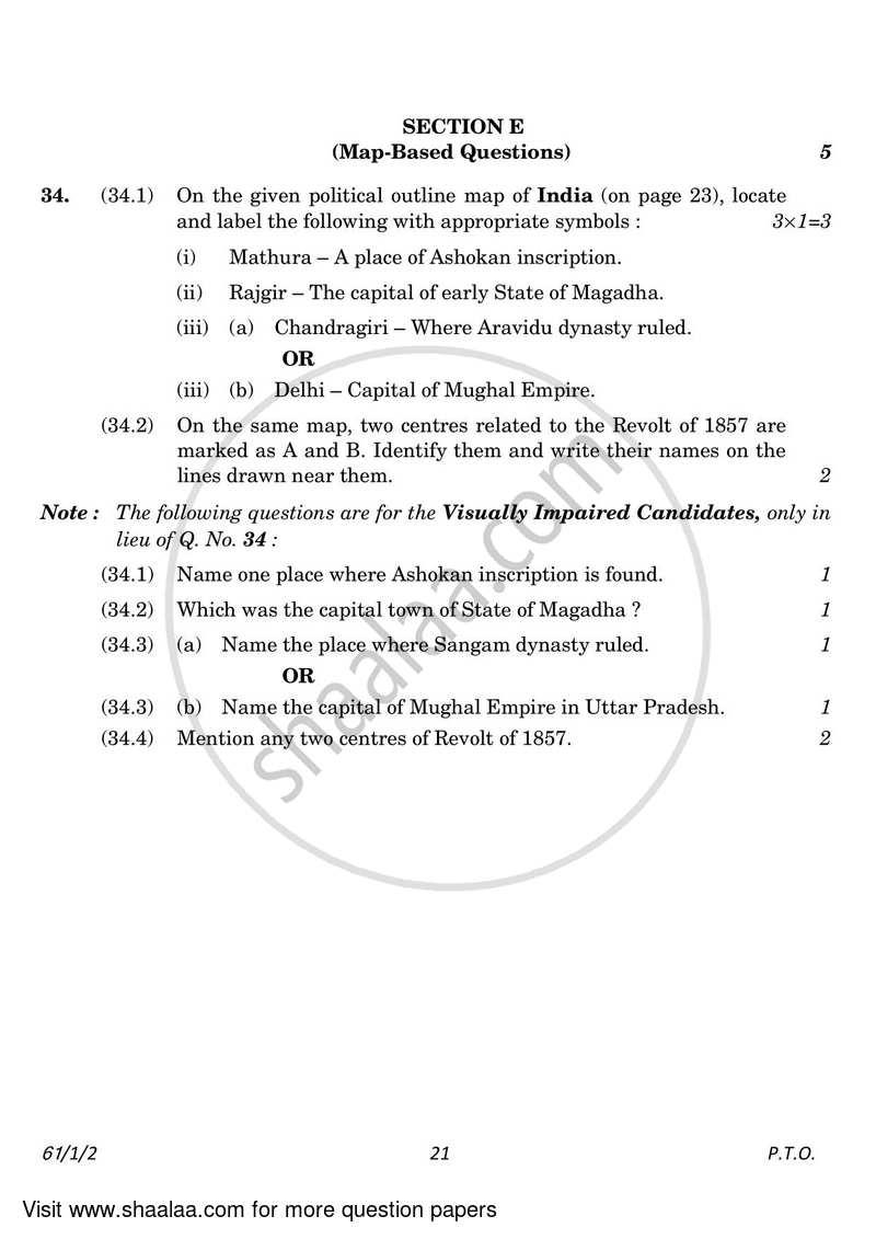 History 2022-2023 - CBSE 12th - Class 12 - CBSE (Central Board of Secondary Education) question paper with PDF download