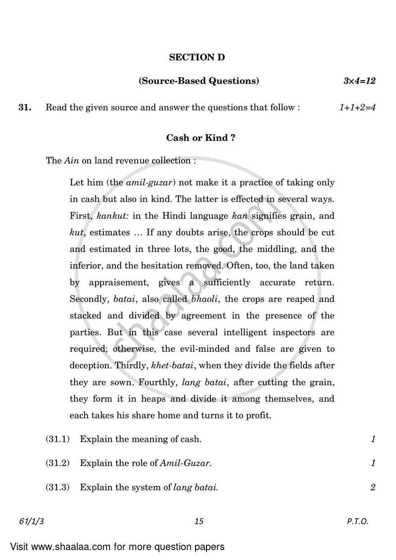 History 2022-2023 - CBSE 12th - Class 12 - CBSE (Central Board of Secondary Education) question paper with PDF download