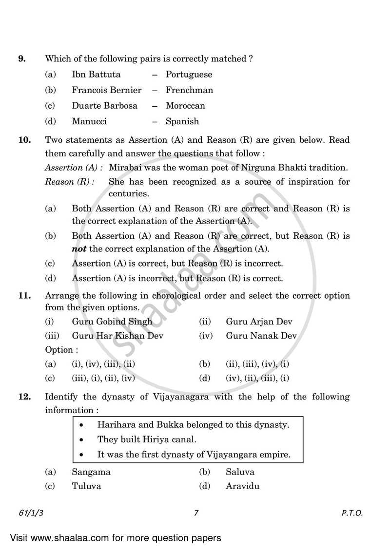 History 2022-2023 - CBSE 12th - Class 12 - CBSE (Central Board of Secondary Education) question paper with PDF download