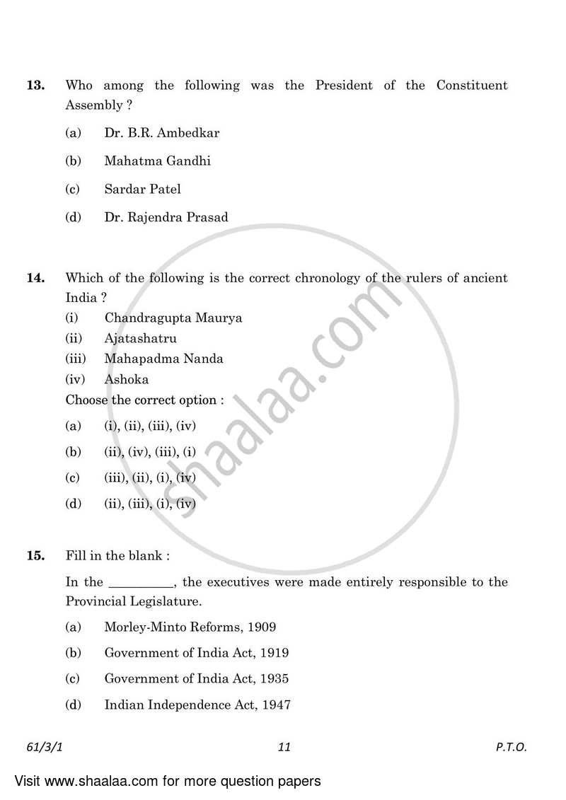 History 2022-2023 - CBSE 12th - Class 12 - CBSE (Central Board of Secondary Education) question paper with PDF download