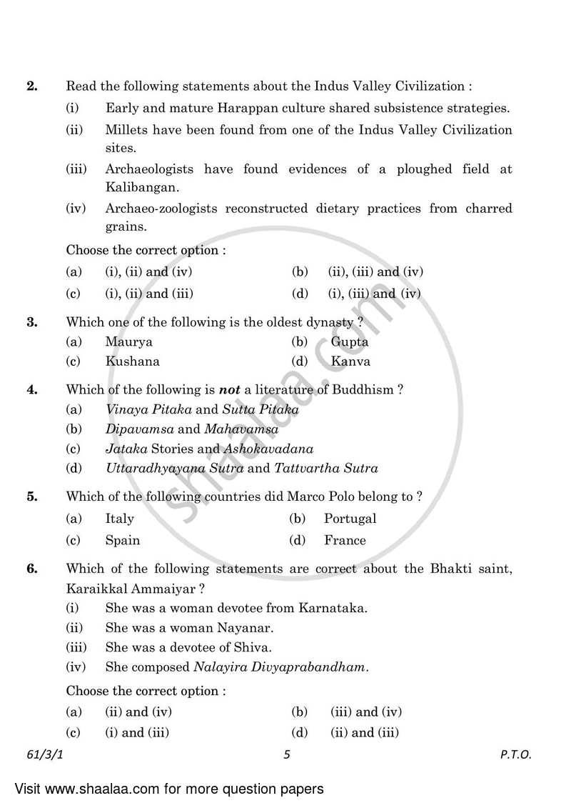History 2022-2023 - CBSE 12th - Class 12 - CBSE (Central Board of Secondary Education) question paper with PDF download