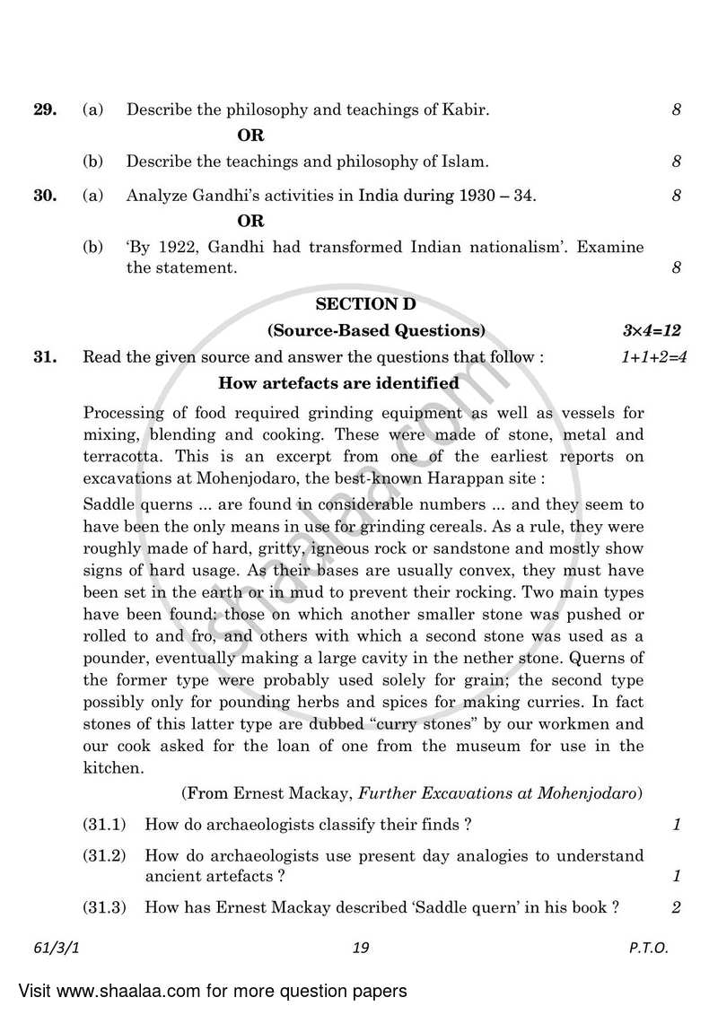 History 2022-2023 - CBSE 12th - Class 12 - CBSE (Central Board of Secondary Education) question paper with PDF download