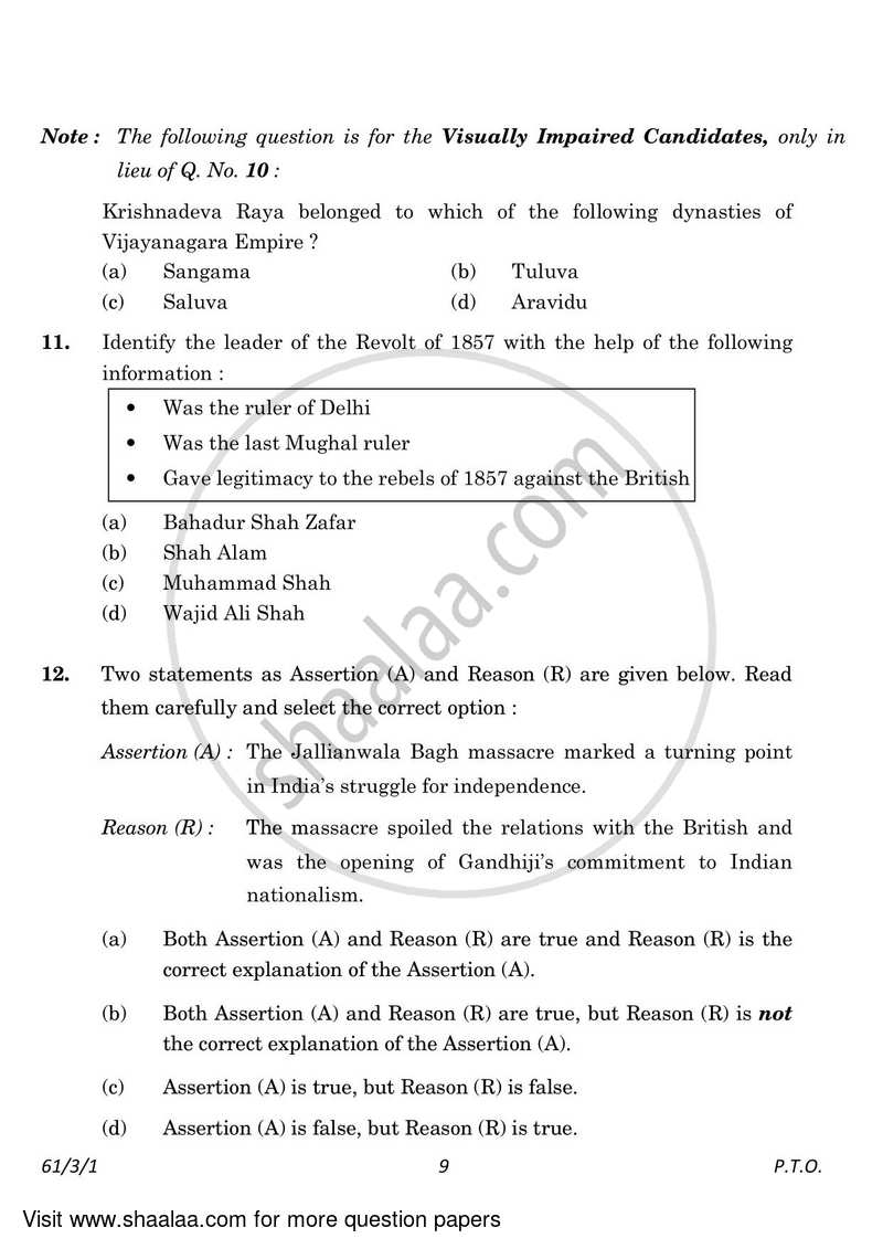 History 2022-2023 - CBSE 12th - Class 12 - CBSE (Central Board of Secondary Education) question paper with PDF download