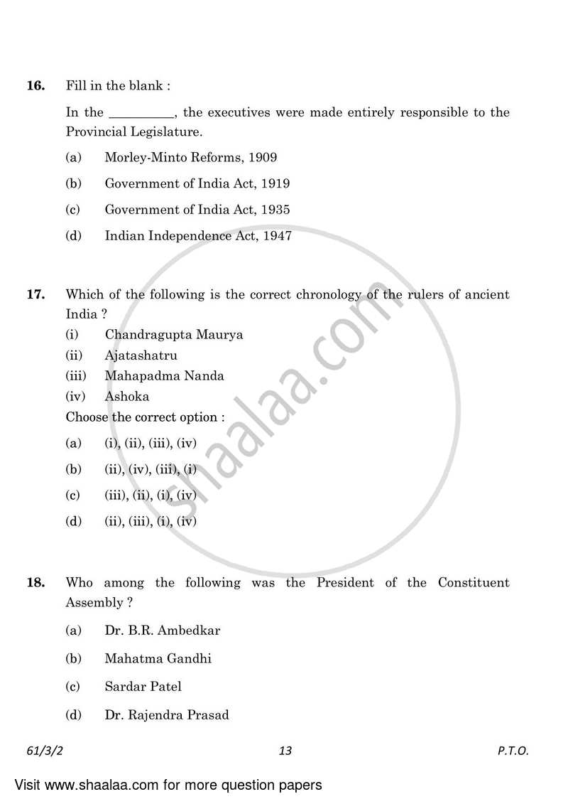 History 2022-2023 - CBSE 12th - Class 12 - CBSE (Central Board of Secondary Education) question paper with PDF download
