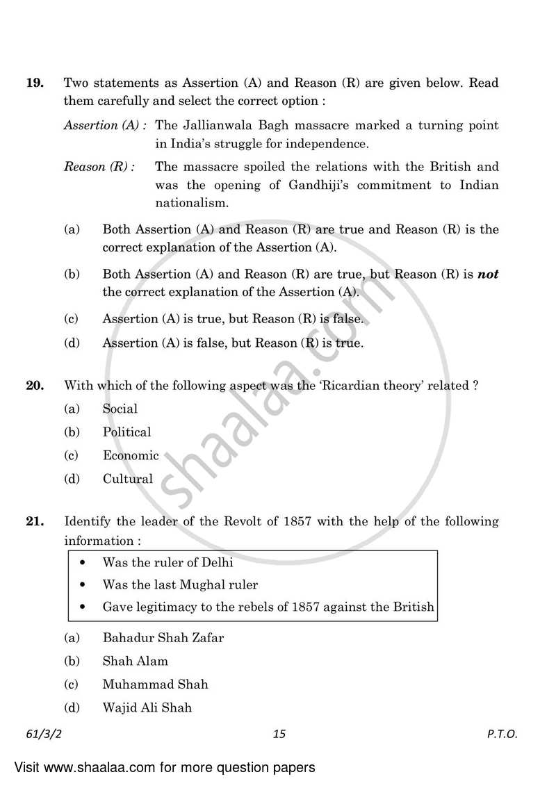 History 2022-2023 - CBSE 12th - Class 12 - CBSE (Central Board of Secondary Education) question paper with PDF download