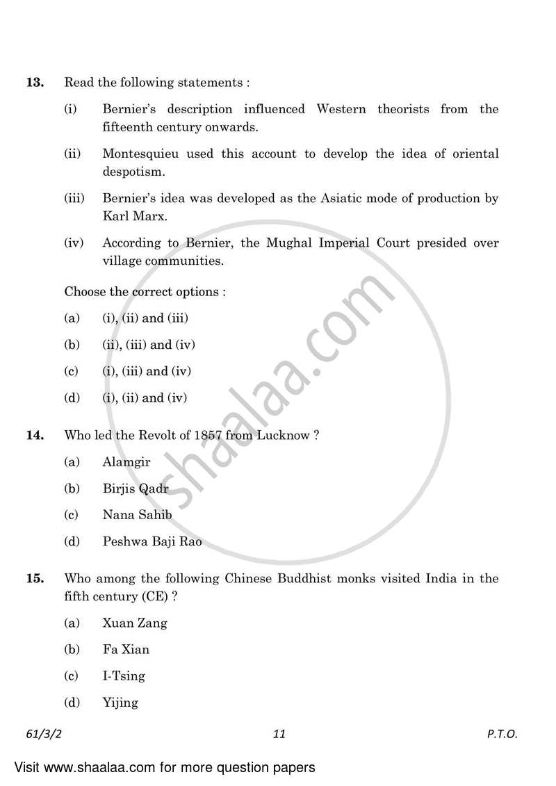 History 2022-2023 - CBSE 12th - Class 12 - CBSE (Central Board of Secondary Education) question paper with PDF download