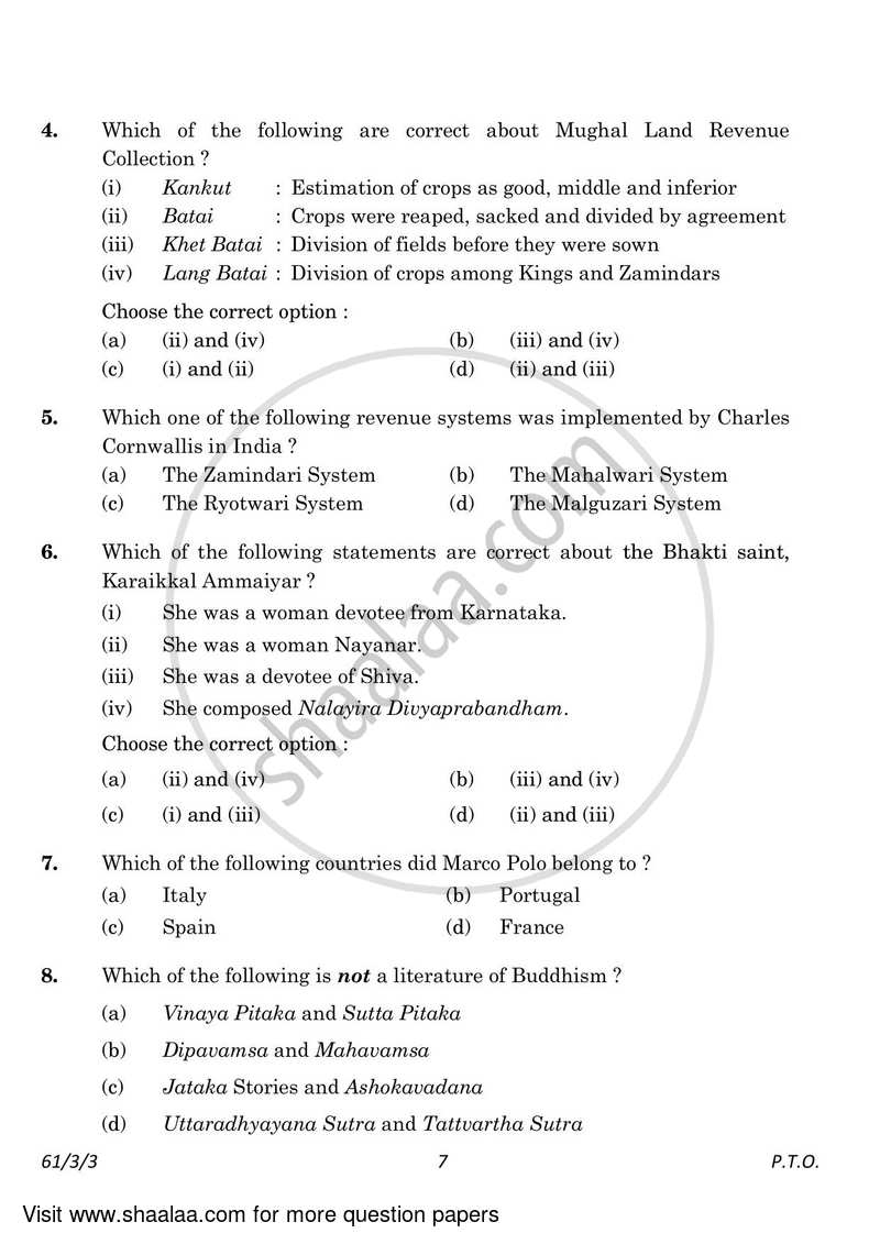 History 2022-2023 - CBSE 12th - Class 12 - CBSE (Central Board of Secondary Education) question paper with PDF download