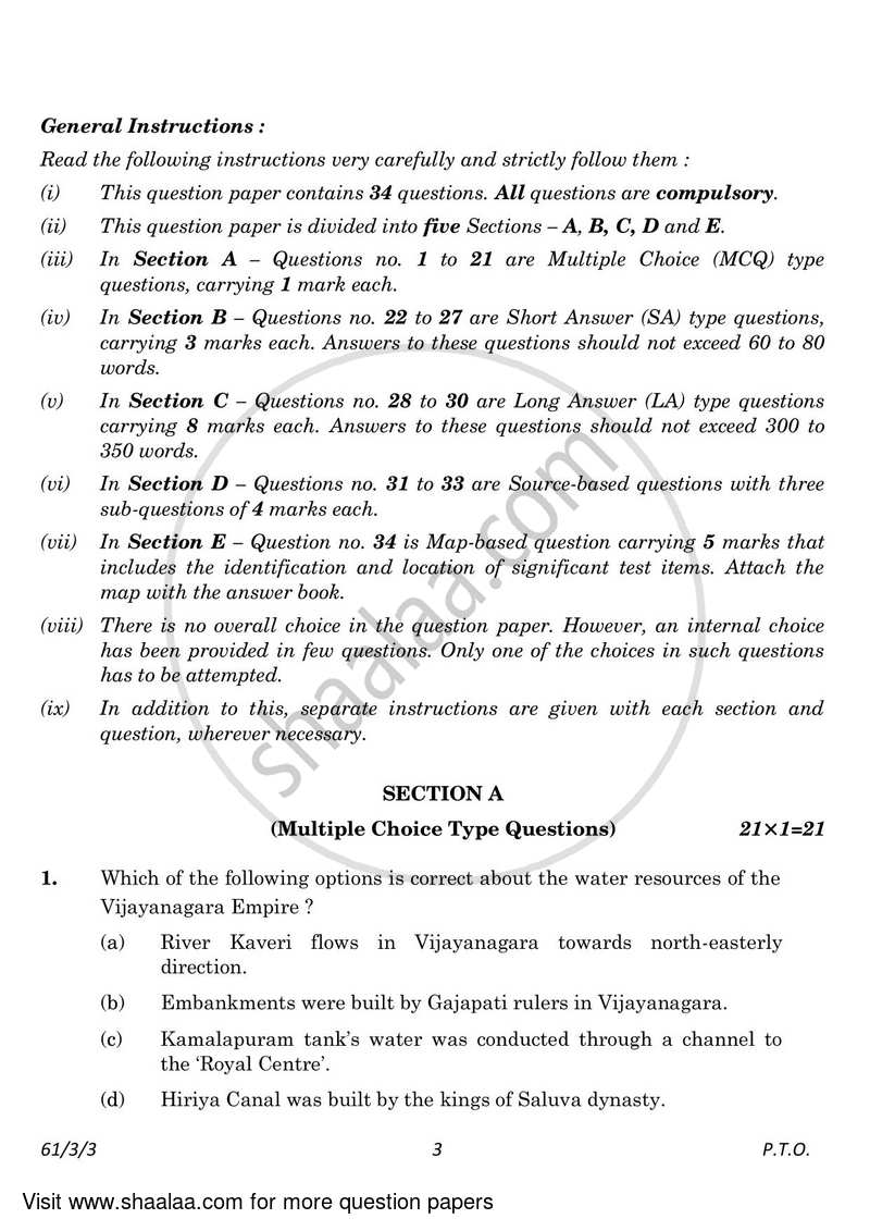 History 2022-2023 - CBSE 12th - Class 12 - CBSE (Central Board of Secondary Education) question paper with PDF download